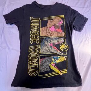 Jurassic World Large T-Shirt Kids Black Dominion Dinosaur Core Graphic Tee Camp